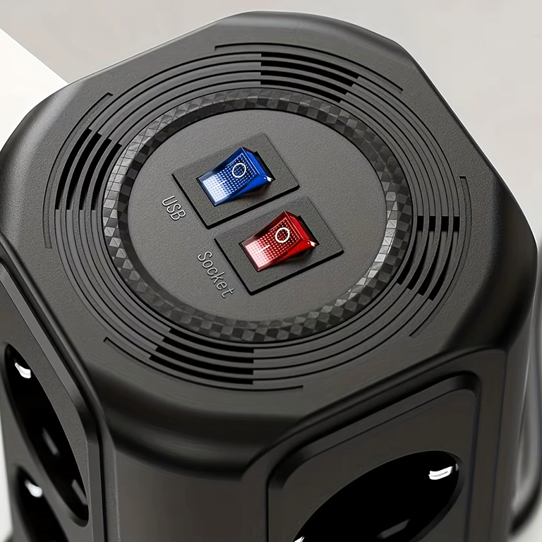 Listwa Zasilająca Stojąca Ochronna Odgromowa 12 Gniazd + 5 Portów Usb Reset (4)