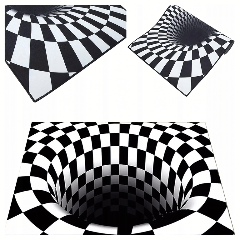 Chodnik Dywanik Mata Wycieraczka z Efektem 3D Iluzja Biała Dziura 60x40cm (1)