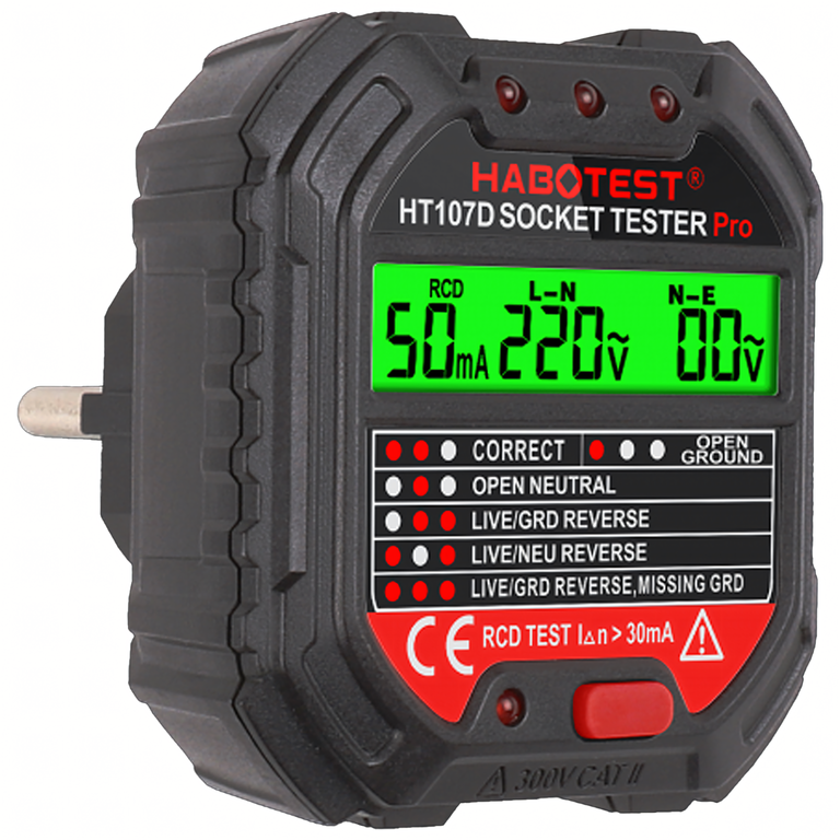 Tester Napięcia Gniazd Sieciowych Elektrycznych Gniazdek Kontaktów LCD RCD (5)