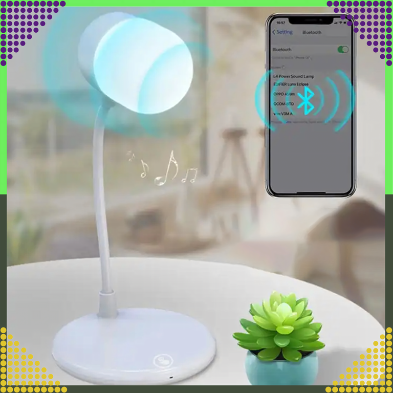 Lampka Biurkowa Nocna Ładowarka Indukcyjna Głośnik Bluetooth Szkolna Nauka (12)