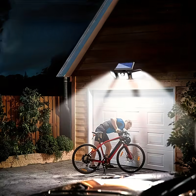 Lampa Solarna 4w1 Zewnętrzna Uliczna Czujnik Ruchu Zmierzchu Mocna 74 Led (9)