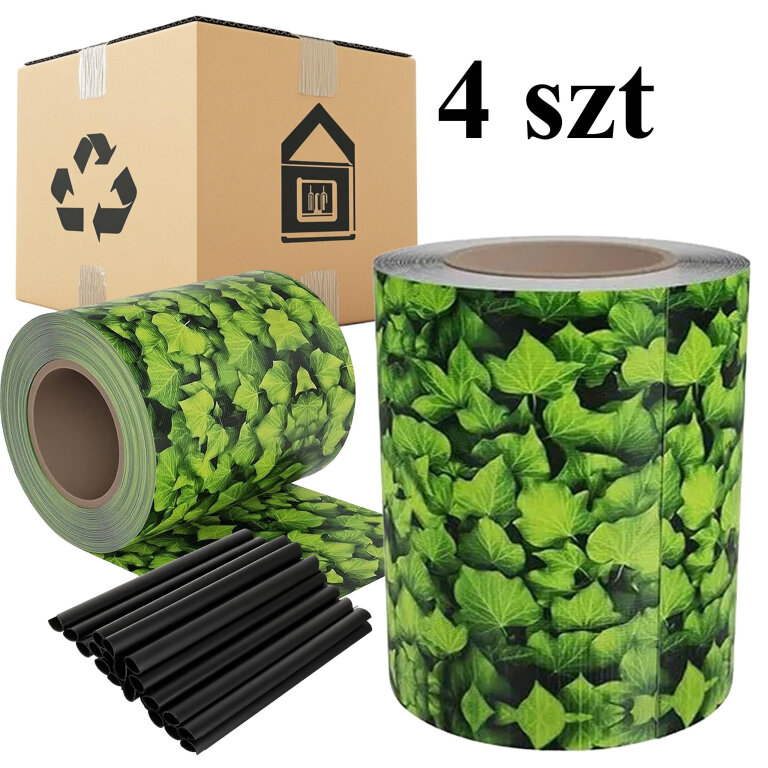 4 x Taśma Ogrodzeniowa 19cm x 35m Osłona Panelowa na Ogrodzenie Płot UV Liście (1)