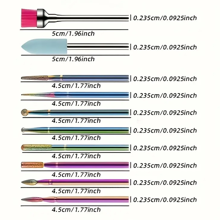 ZESTAW FREZÓW FREZY DO PAZNOKCI SKÓREK DIAMENTOWE CERAMICZNE 10 SZT PUDEŁKO (9)