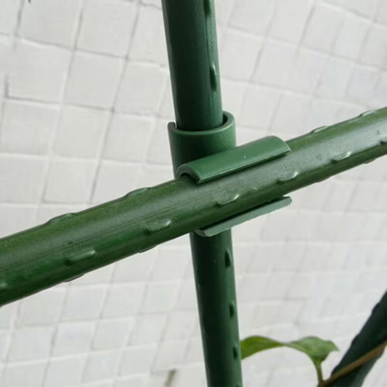 Łącznik Kątowy Krzyżowy do Mocowania Tyczek Ogrodowych 11 mm Zielony 10 szt (10)