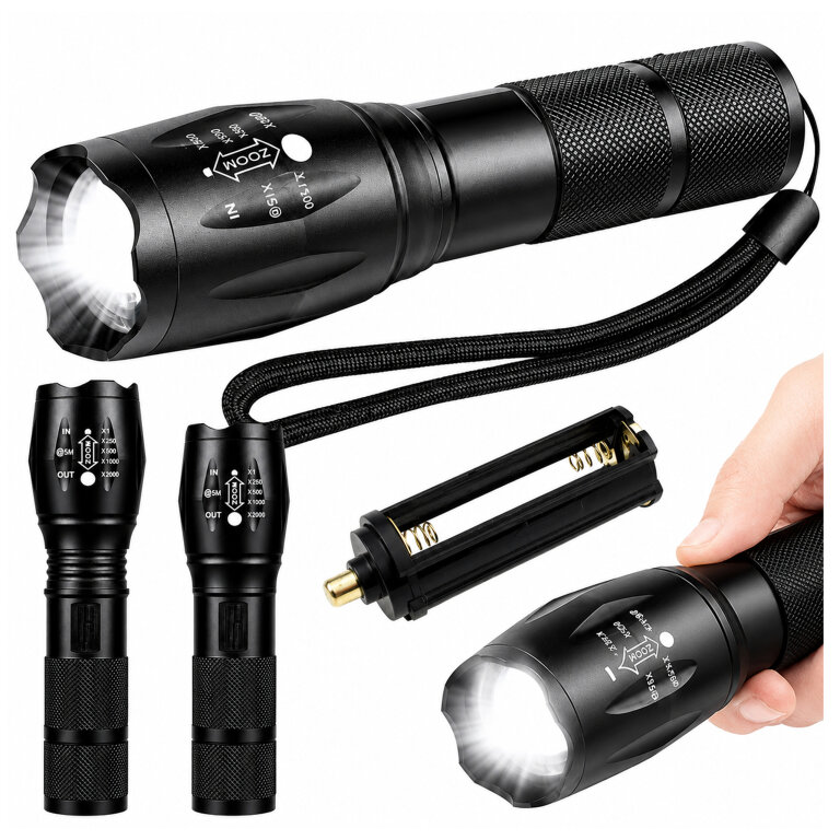 Latarka Taktyczna Led T6 Wodoodporna Wojskowa 10W 200Lm Mocna Zoom 300m (1)