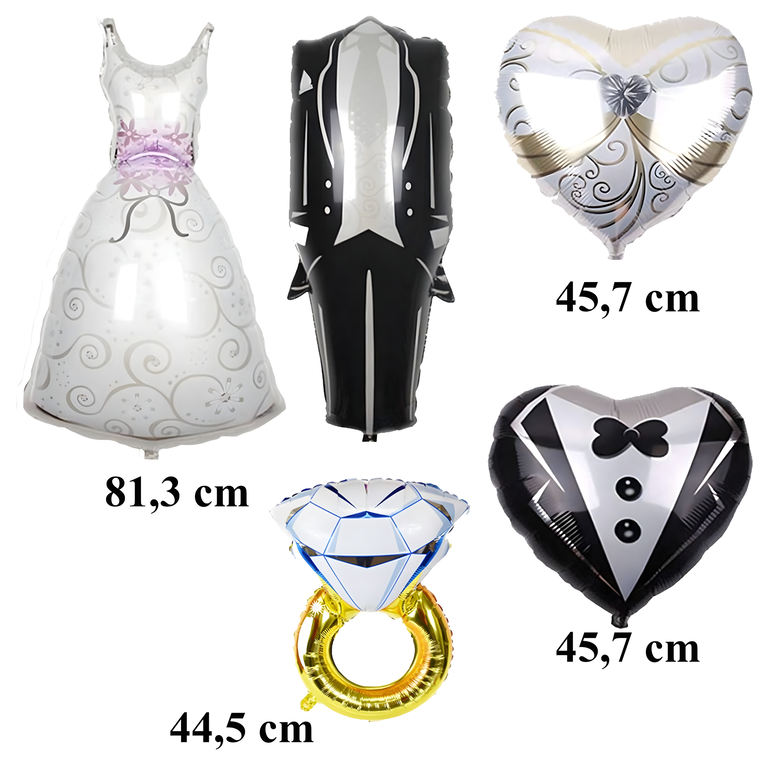 Balony Weselne Garnitur Suknia Ślubna Ślub na Wesele 5 szt (5)