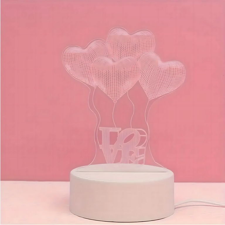 Lampka Nocna Love Serca 3D Illusion do Sypialni dla Dzieci Prezent USB (6)