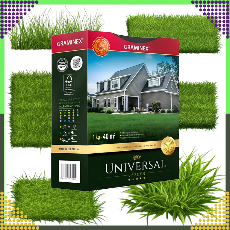 Premium Trawa Nasiona UNIVERSAL Mieszanka Uniwersalna 1kg 40m Odporna (8)