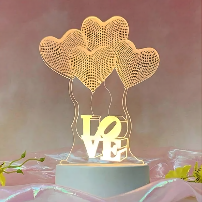 Lampka Nocna Love Serca 3D Illusion do Sypialni dla Dzieci Prezent USB (3)