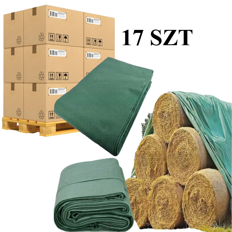 17 x Fliz Ochronny Włóknina do Okrywania Stogów Słomy Siana 7,6x12,5m Mocny 120g (1)