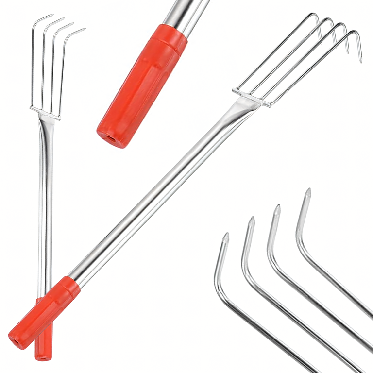 Grabki Ogrodowe Ogrodnicze Metalowe Pazurki do Grabienia Spulchniania 4 Zębne 106 cm (1)