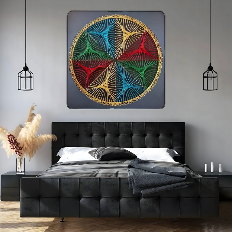Zestaw Kreatywny Do String Art Przeplatanka Obraz z Nici Ramka 30x30 cm (2)