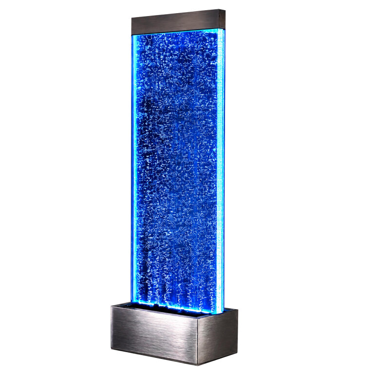 Wolnostojąca Ściana Ścianka Wodna Bąbelkowa Fontanna LED RGB 183x50,5x28cm (2)