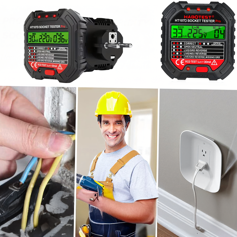 Tester Napięcia Gniazd Sieciowych Elektrycznych Gniazdek Kontaktów LCD RCD (9)