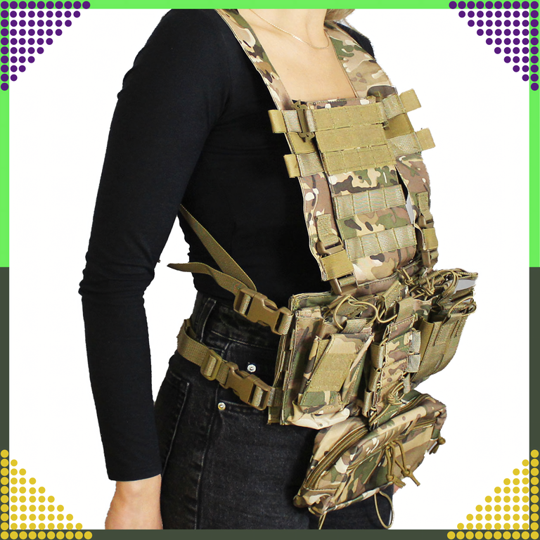 Kamizelka Taktyczna Wosjkowa Ochronna Molle Lekka Airsoft Zasobnik Asg (8)