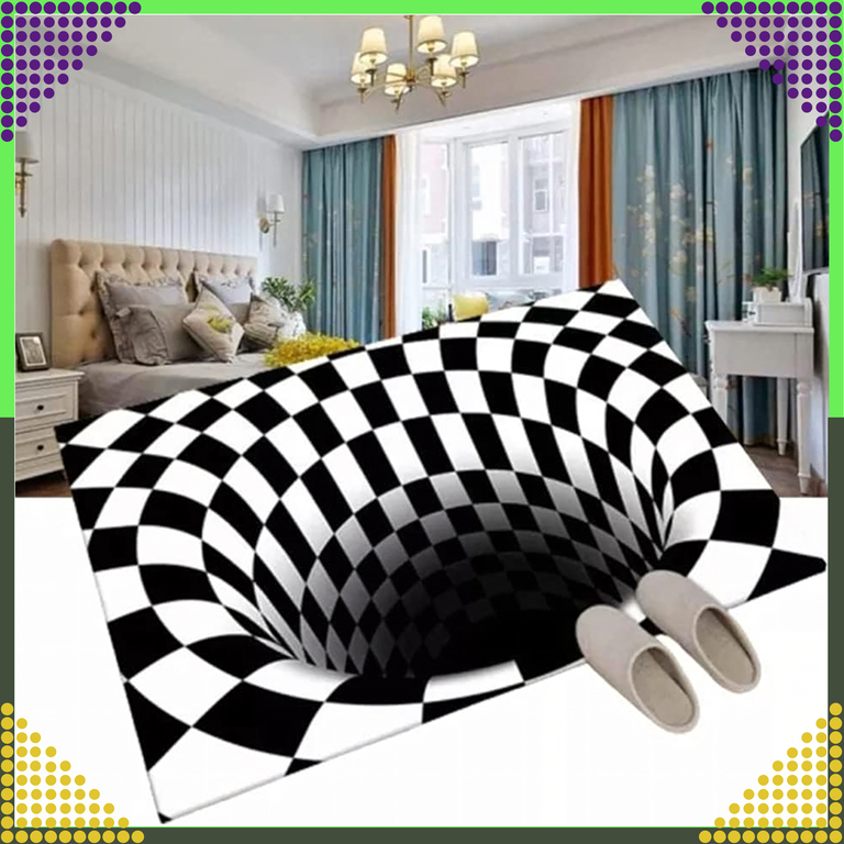 Chodnik Dywanik Mata Wycieraczka z Efektem 3D Iluzja Biała Dziura 60x40cm (2)