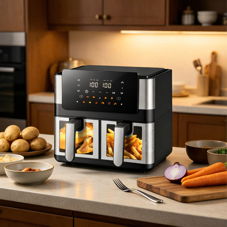 Frytkownica Beztłuszczowa Air Fryer 8L 4+4L Frytownica 2000W 12 Programów  (8)