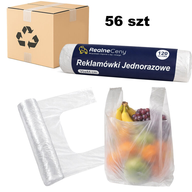 56 x Reklamówki Foliówki Zrywki Foliowe Jednorazowe 44x35cm Rolka 120szt Mocne  (1)