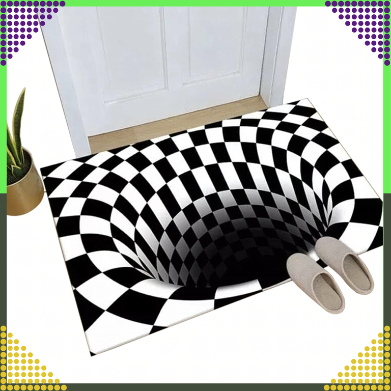 Chodnik Dywanik Mata Wycieraczka z Efektem 3D Iluzja Biała Dziura 60x40cm (6)