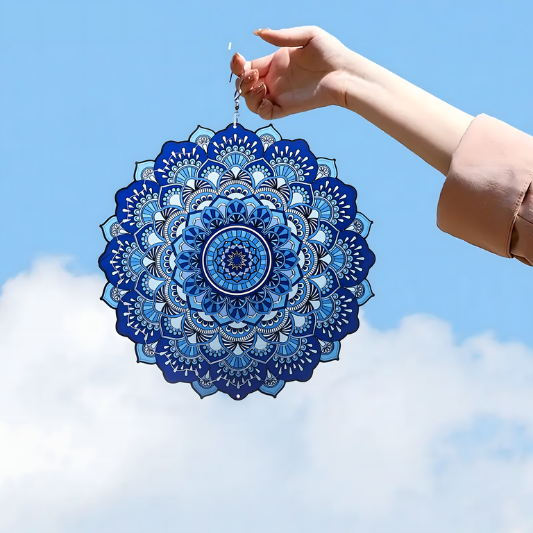 Wisząca Błystka Ozdoba Łapacz Wiatrowa 12” Mandala 3D do Ogrodu Pokoju  (13)