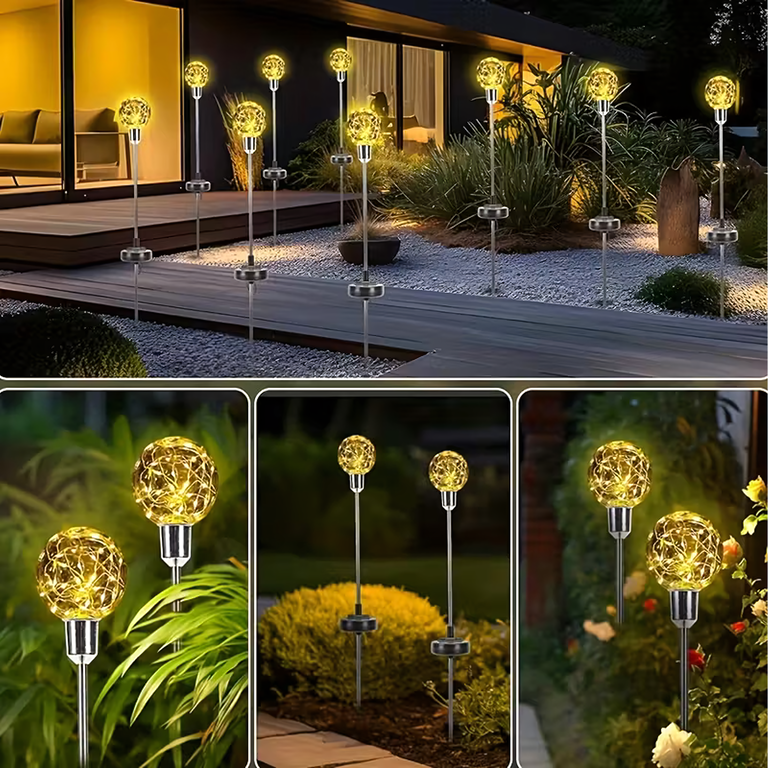 Lampy Lampki Solarne Ogrodowe Wbijane Lampa Led Kula Wodoodporne 4 szt  (4)