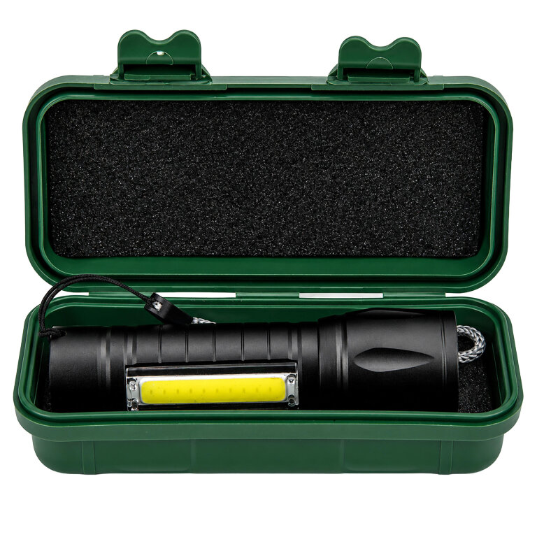 Latarka Taktyczna Mocna LED COB USB Wojskowa Akumulatorowa Etui Lampka Zoom (7)