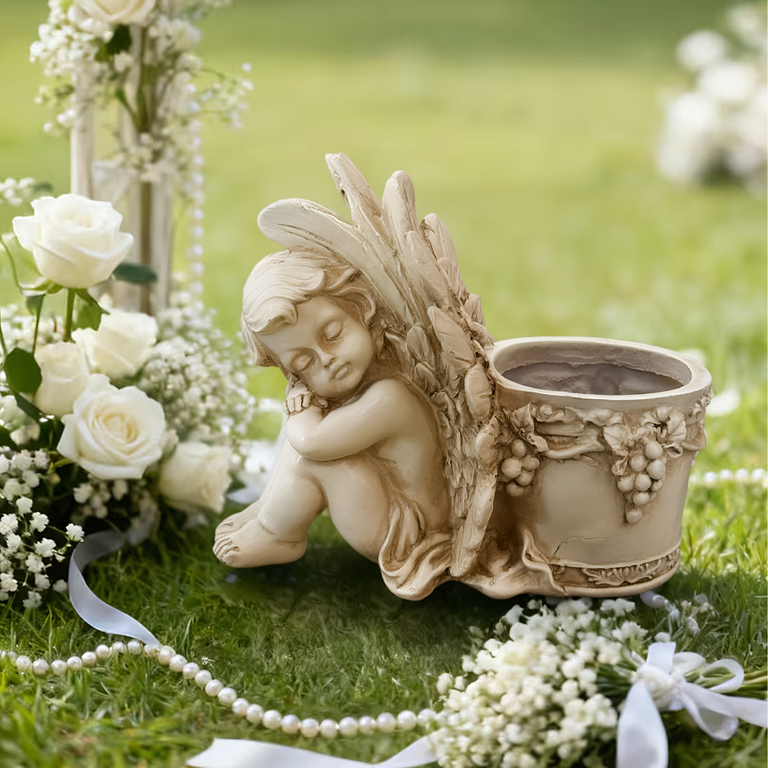 Figurka Doniczka Donica Ogrodowa Rzeźba Aniołek Anioł Nagrodek Dekoracja (14)