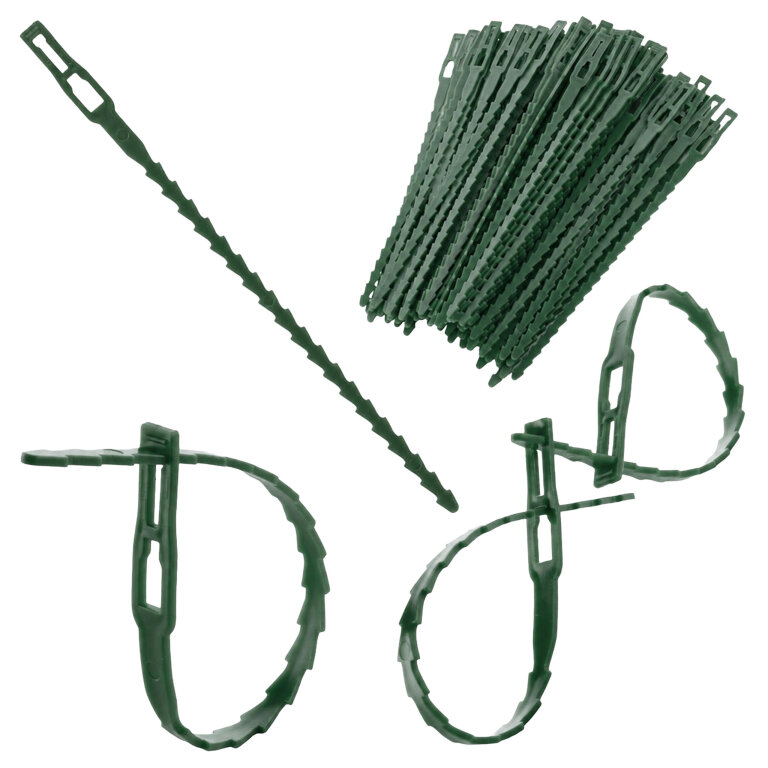 Opaski Ogrodowe 100szt Zaciskowe do Spinania Roślin Kwiatów Regulowane 23cm (1)