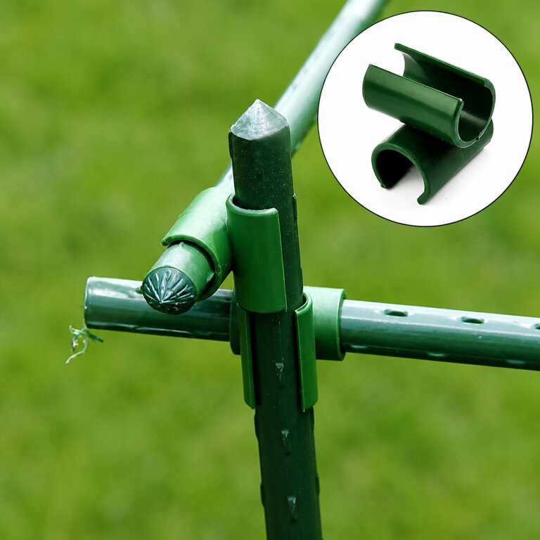 Łącznik Kątowy Krzyżowy do Mocowania Tyczek Ogrodowych 11 mm Zielony 10 szt (12)