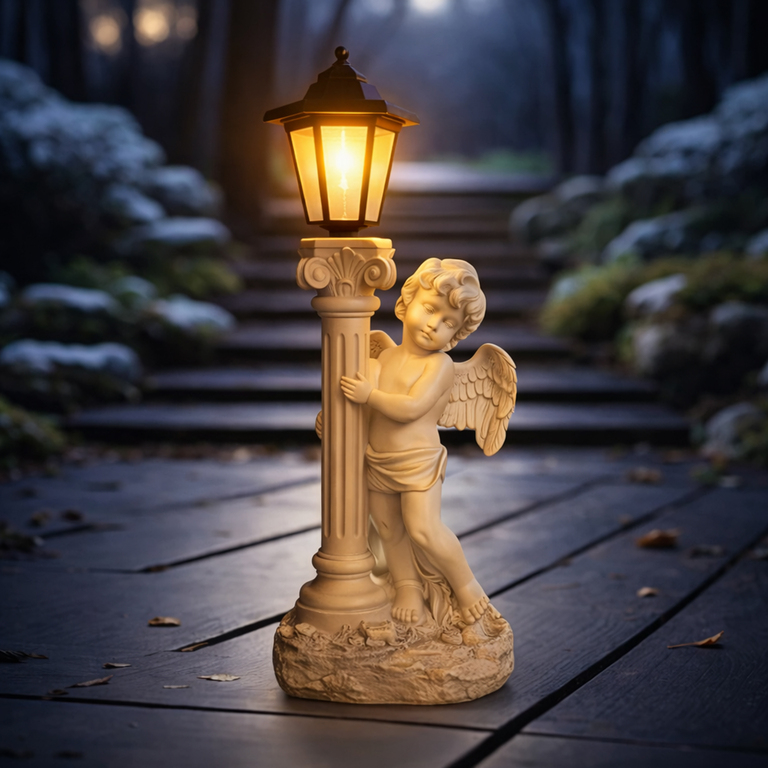 96x Aniołek Solarny Led Figurka Świecznik Dekoracja Posążek do Ogrodu na Grób 49cm (16)