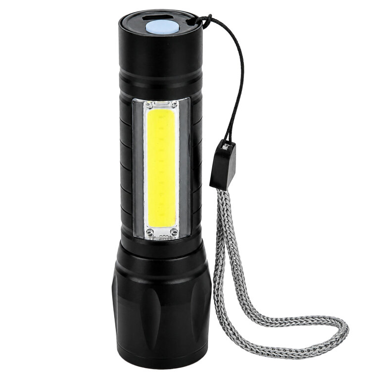Latarka Taktyczna Mocna LED COB USB Wojskowa Akumulatorowa Etui Lampka Zoom (5)